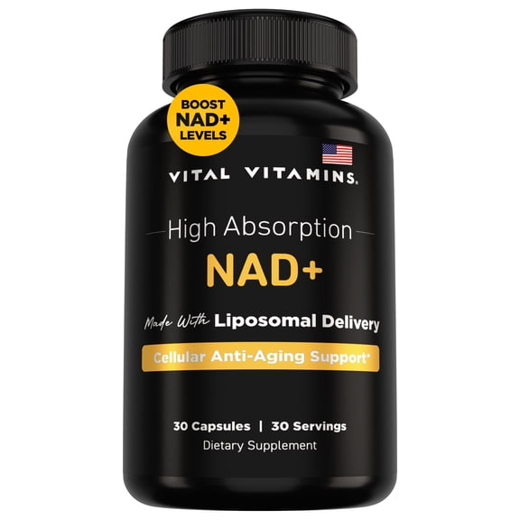 Vital Vitamins NAD  Supplement with Liposomal Delivery, Cellular Energy & Anti-Aging Support, for Men & Women, 30-Day Supply