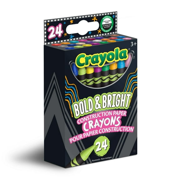 Crayola Bold & Bright Construction Paper Crayons, 24 Count, 24 BLD BRT CRYNS