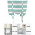thumbnail image 6 of Aqua Grey Stripe Tie Up Curtains for Window, Thermal Insulated Balloon Shade Adjustable Rod Pocket Curtains Valance Panels for Kitchen Bathroom Cafe 46 x 63 Minimalist Farmhouse Striped, 6 of 6