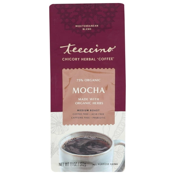 Teeccino Organic Medium Roast Mocha Herbal Coffee, 11 Ounce -- 6 per case.