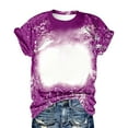 thumbnail image 3 of Ecqkame Women's Tops Flower Print Tee Shirt Casual Short Sleeve Daily Tops Round Neck Tunic Trendy Blouse Purple XXXXXXL, 3 of 3