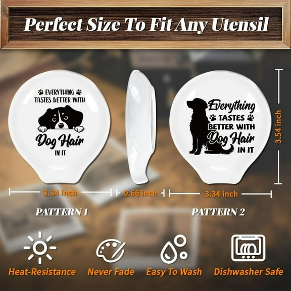 2Pcs Coffee Spoon Rest Dog Pattern 3.34"x3.54" Cute Spoon Holder Heat Resistant Utensil Holder for Coffee Bar Decor Women Men