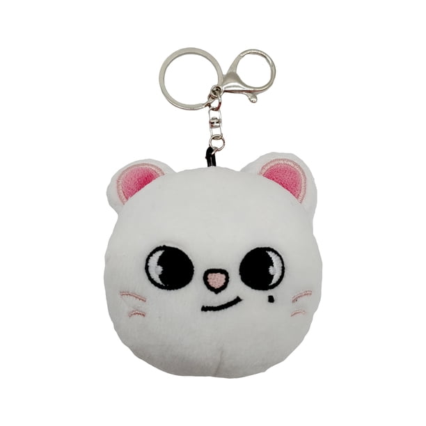 Llavero, muñeco de peluche, gato blanco, 15 cm