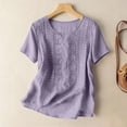 thumbnail image 3 of Summer Tops for Women Fashionable Casual Solid Color Pleated Cotton And Linen Tops Shirts Cute Summer Tops1 PC, 3 of 4