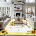 thumbnail image 4 of Cute Pig Washable Living Room Rugs 5'x7', Sunflower Daisy Yellow Plaid Summer Field Low Pile Throw Large Area Rugs Non-Slip Sturdy Edge Binding Carpet for Dining Room Bedside Kitchen, 4 of 9