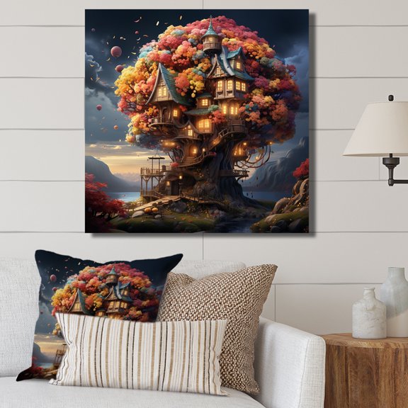 Designart "The Wishing Tree House Dreams in Nature I" Vangogh Canvas Art Print