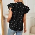thumbnail image 5 of Inverlee Women's Ruffle Short Sleeve Shirts Trendy Bow Print V Neck Blouse Dressy Casual Cute Tunic Tops, 5 of 7