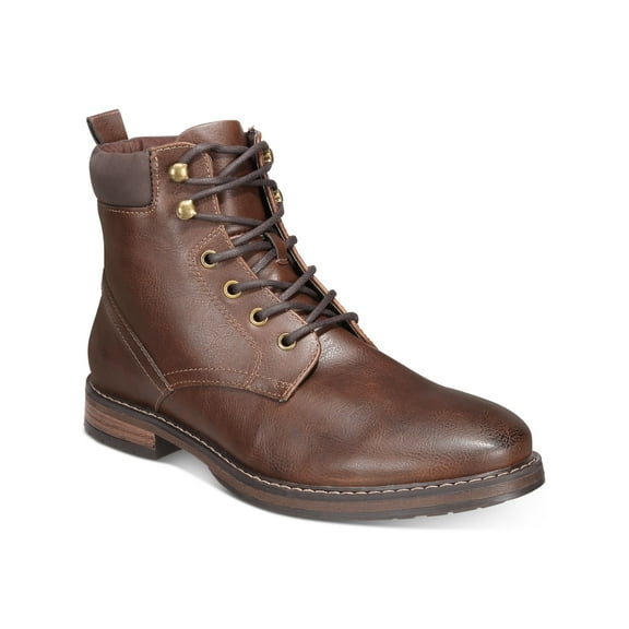 CLUBROOM Mens Brown Padded Collar Cushioned Westin Round Toe Block Heel Lace-Up Boots Shoes 9 M