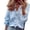 Blue, variant on Ladies Loose Blouse Ruffle Stitching V Neck Lantern Long Sleeve Casual Shirt Daily Wear