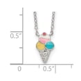 thumbnail image 5 of Auriga Fine Jewelry 925 Sterling Silver Polished and Textured Multi-color Enameled Ice Cream Cone with 2 Inch Extension Necklace for Women 18", 5 of 6