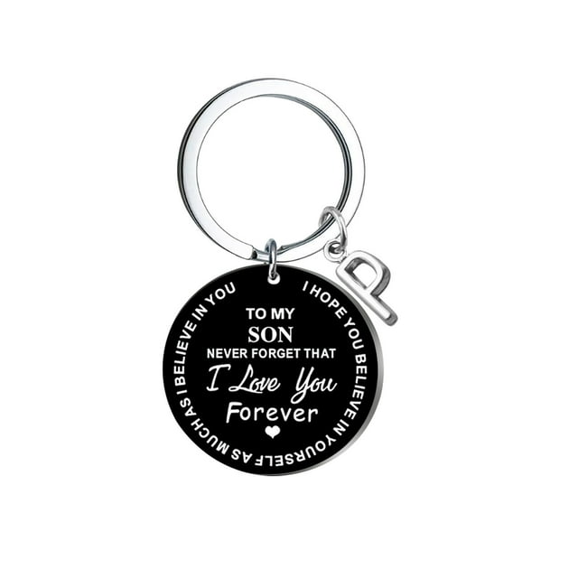 DIY creativo para mi hijo, llavero de 26 letras con apellido de acero inoxidable negro, 2,5 cm Wmkox8yi sjalhkljlk3825