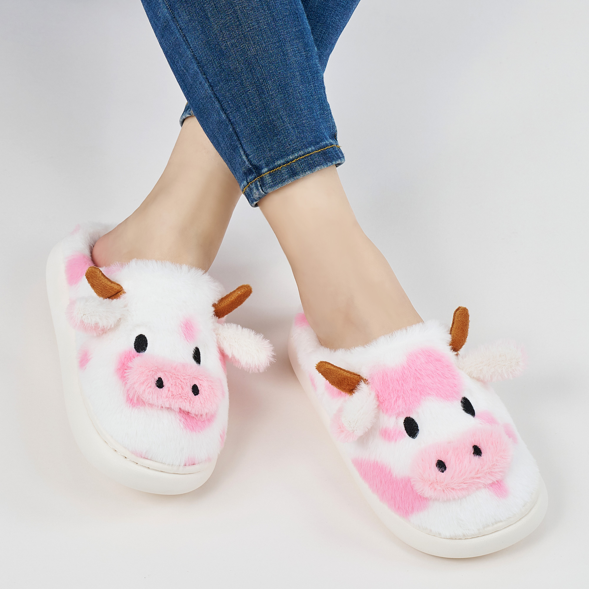 Ecetana Women's Fuzzy Cow House Slippers photo 5