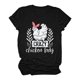 thumbnail image 1 of Gibobby Blusa de Trabajo de Manga Corta Camiseta informal con estampado de letras para mujer, camiseta de manga corta con cuello redondo, blusa informal ho(Negro,CH), 1 of 4