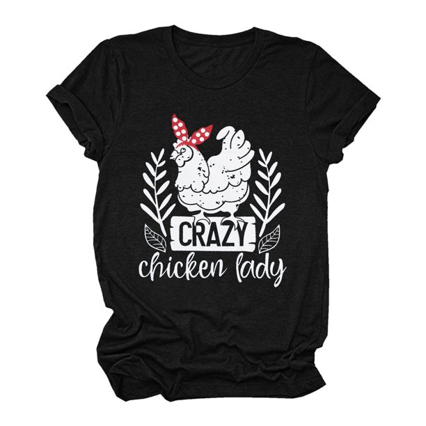 Gibobby Blusa de Trabajo de Manga Corta Camiseta informal con estampado de letras para mujer, camiseta de manga corta con cuello redondo, blusa informal ho(Negro,CH)