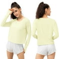 thumbnail image 4 of Women's Loose Sports Sunscreen Long Sleeve Top Sun Protection UV Resistant Breathable Fitness Running Yoga Top,Yellow,L, 4 of 8