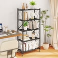 thumbnail image 5 of Furnibear 5-Tier Folding Storage Shelves with Wheels, Foldable Metal Rack, Collapsible Shelves for Garage, Kitchen, Basement, Black, 5 of 9