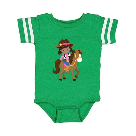 

Inktastic African American Girl Cowboy Girl Brown Horse Gift Baby Girl Bodysuit