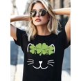 thumbnail image 1 of Women'S St. Patrick'S Day Cat Clover Graphic T-Shirt, Lucky Shamrock Short Sleeve Tee, Cute Casual Crew Neck Top, 1 of 7