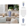 thumbnail image 6 of Modern Ceramic Vase for Living Room and Home Decor - Decorative House Accent for Table Decoration - Elegant Chinoiserie Flower Vase for Bedroom and Office Display - 13", Blue and White, 6 of 13