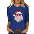thumbnail image 1 of Fiudx Ofertas Flash Del Día Camiseta de Manga 3/4 con Cuello Redondo y Estampado Navideño para Mujer, Jersey con Cuello Redondo, Top/Camisa de Manga Larga con Cuello Redondo, 1 of 3