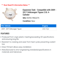 thumbnail image 2 of Expansion Tank - Compatible with 2009 - 2017 Volkswagen Tiguan 2.0L 4-Cylinder 2010 2011 2012 2013 2014 2015 2016, 2 of 2