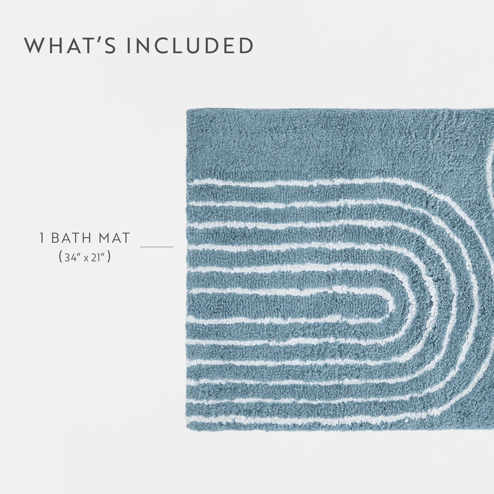 Noble Linens Modern Pattern Cotton Bath Mat, 34 in x 21 in, Rainbow Light Blue
