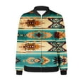 thumbnail image 5 of Feancey Womens Light Weight Bomber Jackets Casual Western Aztec Print Zip Up Coats Loose Fit Baseball Jacket Fall Hoodless Windproof Biker Jacket Coat Sales Today Clearance,Multicolor#4,M, 5 of 6