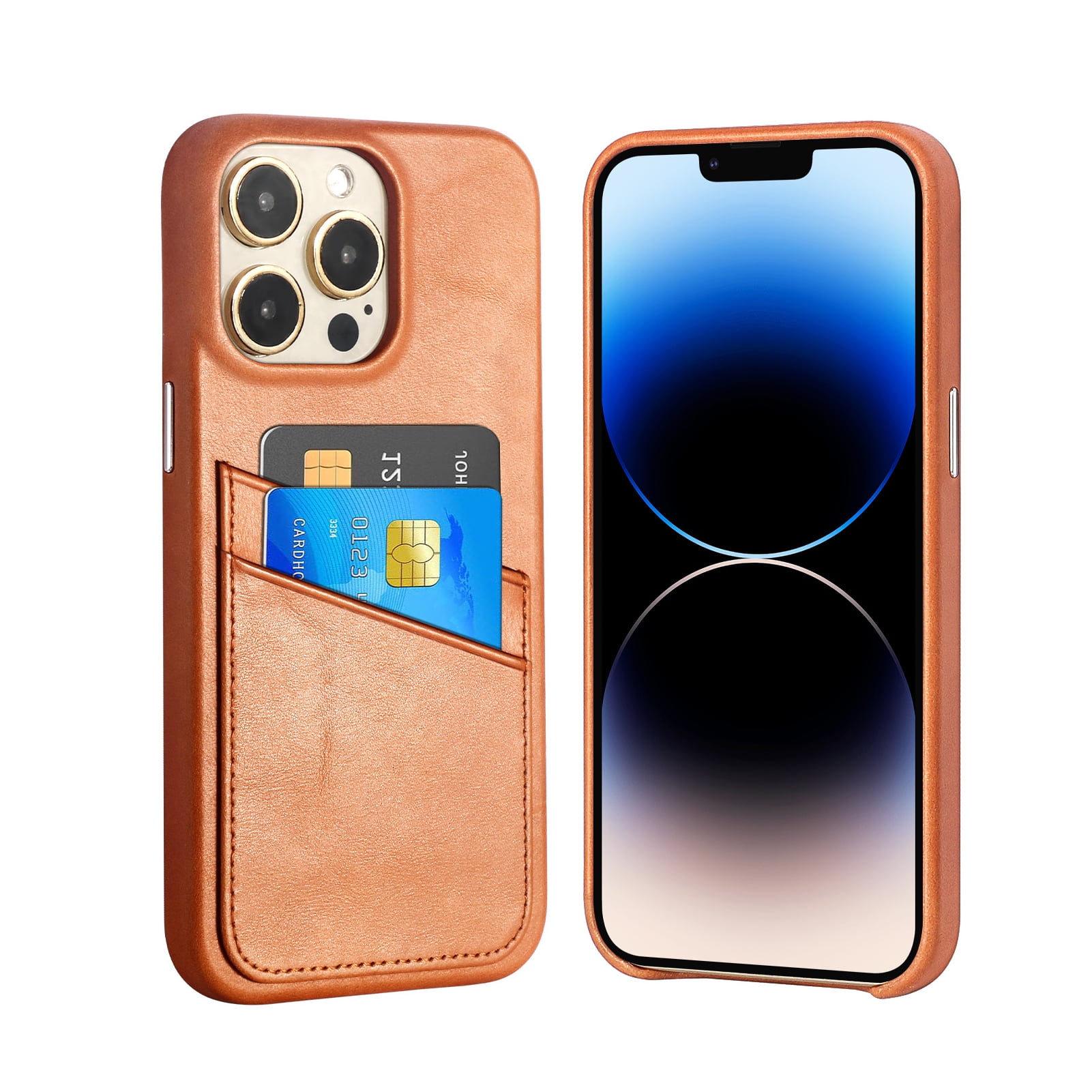 Luckycoin Handmade Genuine Leather Case for iPhone 13 Pro Max 6.7-Inch,Anti Slip Ultra-Thin Cover, Vintage Top Grain Leather,Card Holder for Apple iPhone 13 Pro Max Case