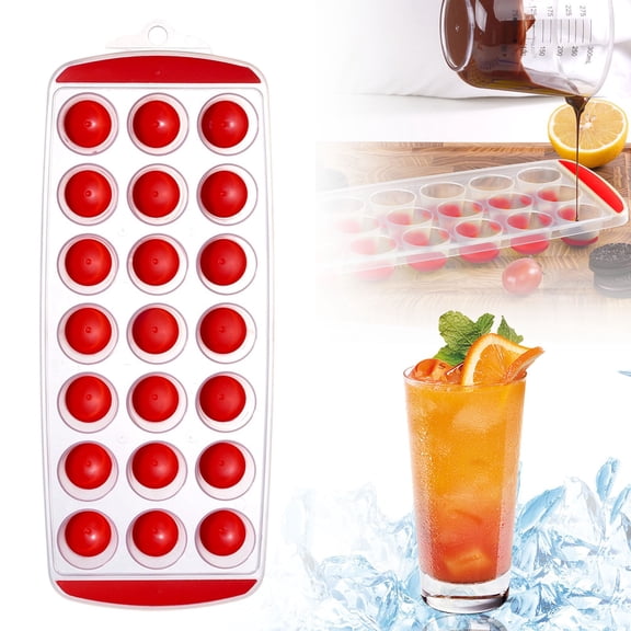Cosmug 21-Cavity Round Ice Cube Tray with Lidless Design, Easy Release Silicone Bottom Mini Sphere Ice Maker Mold, Slim Fit for Freezer, Space-Saving, Food-Safe(11.7" x 4.6" x 0.9")