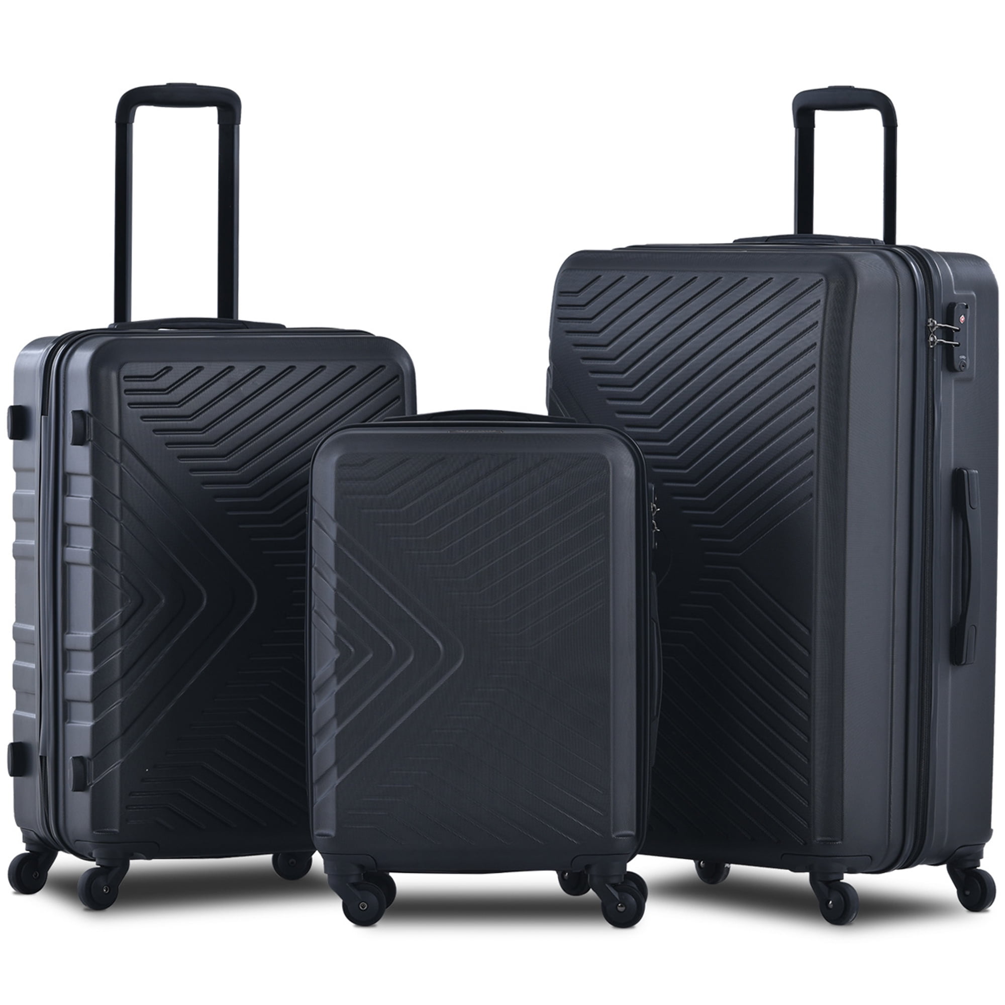 KIVDIT 3 Piece Luggage Sets Hard Shell Suitcase with Spinner Wheels and ...