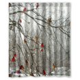thumbnail image 1 of Cortina de ducha Impermeable ABPHQTO diseño Abedules y Cardenales de Invierno 150x180 cm, 1 of 2