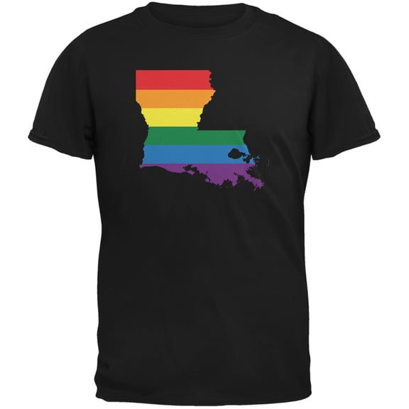 Louisiana LGBT Gay Pride Rainbow Black Adult T-Shirt - Medium