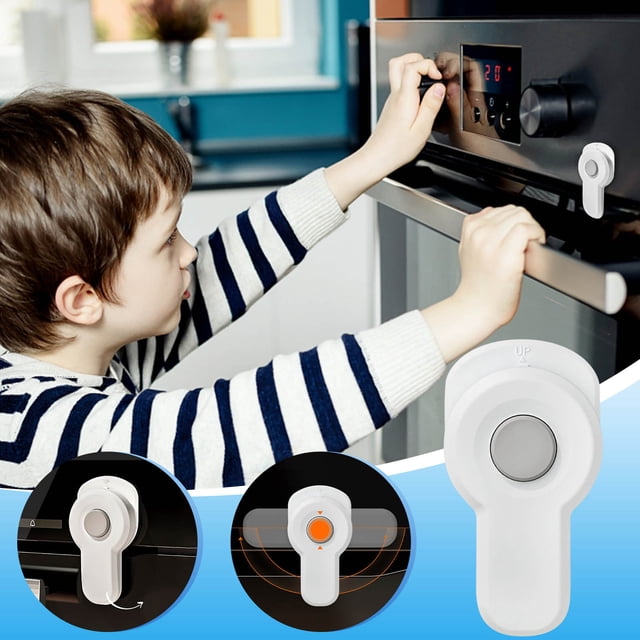 Xihbxyly Cerradura para Puerta de Horno Infantil, Material Resistente Al Calor, Diseño Giratorio de 180°, Fácil Instalación Sin Herramientas, Evita Quemaduras, Segura para Usar En La Cocina, Incluye