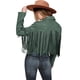 thumbnail image 1 of Abrigo PRETTYGARDEN para Mujer de Ante Sintético con Flecos, Corto, Verde, Talla L, 1 of 9