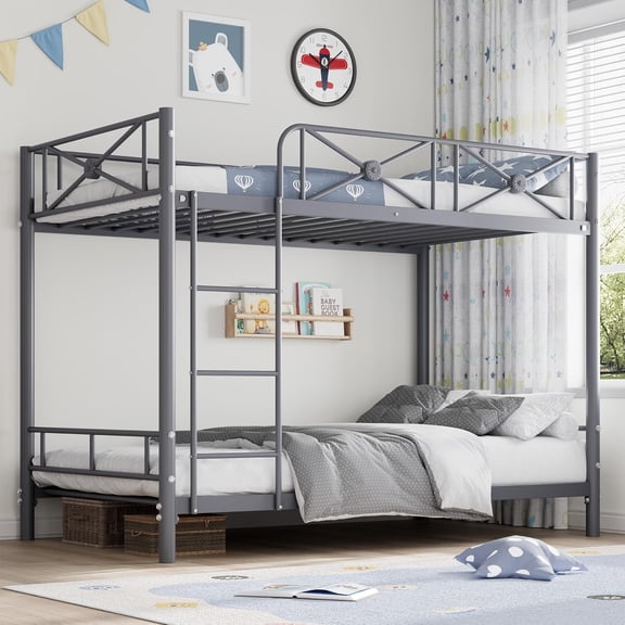 Metal Bunk Bed with Safety Guard Rails: Full, Durable Steel Frame: Sturdy construction with built for Bedroom,Twin,Gray