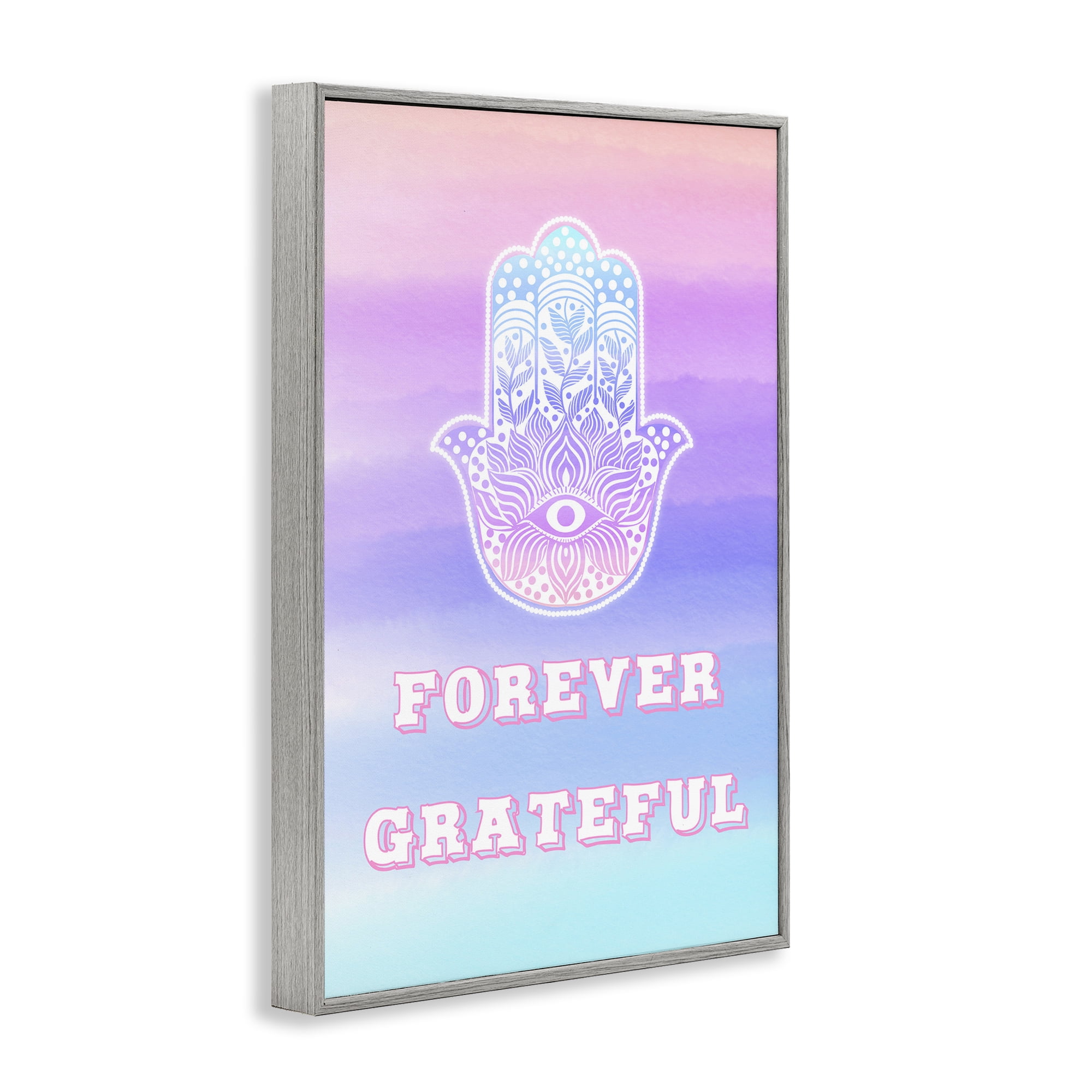 Stupell Industries Forever Grateful Hamsa Gray Framed Giclee Art, design by Pooja Dave