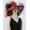 Red, variant on Women Organza Hats Flower Decoration Wide Brim Occasion Event Church Dress Sun Hat