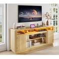 thumbnail image 6 of ANPOO 71" Fluted TV Stand for 75/80" TVs with LED Light and Power Outlet, Modern Entertainment Center with 2 Storage Cabinets & 6 Open Shelves, Wooden Media Console TV Stand for Living Room,Natural, 6 of 9