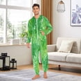 thumbnail image 5 of 1 Piece Adult Onesie Pajamas Cozy & Loose-Fit Sleepsuit Loungewear with Pockets Green Ink Splatter Pattern X-Small, 5 of 7