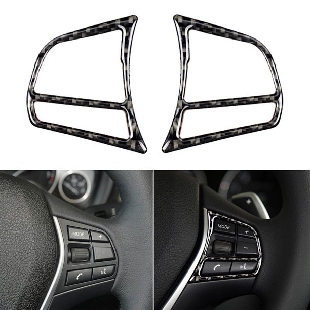 Car Interior Carbon Fiber Steering Wheel Buttons Sticker for Bmw 1 2 3