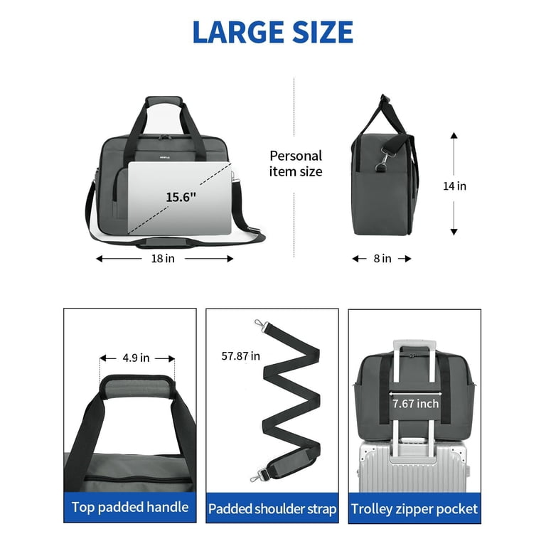 Wandf Mens Large Travel Bag with Wet Pocket,TSA Airline Approved Carry on Personal Item Bag 18x14x8,17 inch Laptop Bag for Men College,Briefcase for