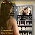 thumbnail image 6 of LVSOMT LED Mirror Jewelry Cabinet, Rounded Hanging Jewelry Armoire Organizer with Lighted Mirror, Wall Mount/Over the Door Full Length Mirror with Storage, Foldable Shelf, Lockable, White, 6 of 11