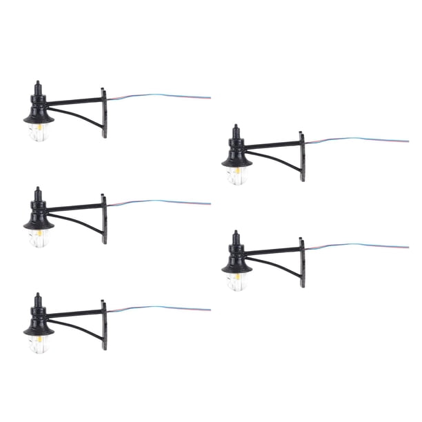 Lámparas de pared 5x 1/87 Lámparas de Calle Simulación Decoración Durable DIY Lámpara en Miniatura Modelo Lámparas de Ferrocarril para Micro Paisaje Escena Patio a , Negro Magideal Lámparas de pared
