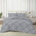 thumbnail image 2 of D.N.G. BEDDINGS 1 Piece Luxurious Diamond Ruffle Comforter Super Soft, All Season Pintuck 800 Thread Count, 100% Egyptian Cotton, Oversized Super King Size Silver Color, 2 of 9