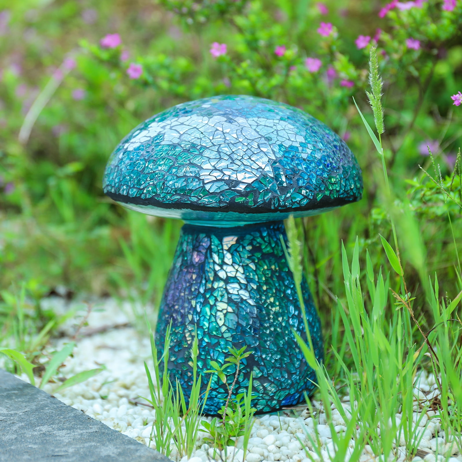 Outdoo Statue Exquisite Mosaic Mushroom Garden Statue,Outdoor Decor Hand - Crafted Colorful Glass Ornament for Indoor,Outdoor Patio, Yard & Landscape
