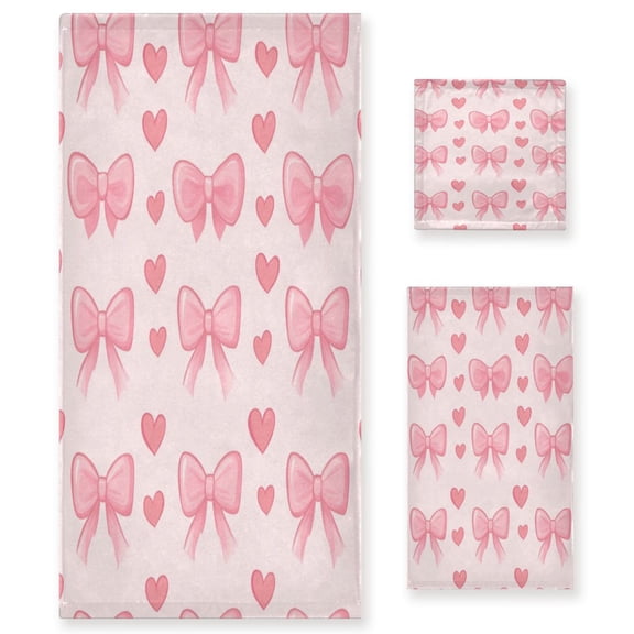 Three-Piece Towel Set Face Towel Towel Set Hand Towel Bath Towel Cotton Bath Towels Bath Towel Sets Hand Bath Towels Pink Bow