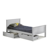 Harmony Twin Bed with Storage Drawers, Dove Gray