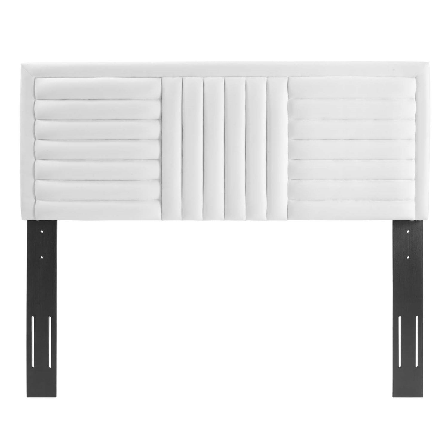 Tufted Headboard, Full Queen Size, White, Velvet, Mid Century Bedroom, Modern Contemporary Boutique HB35250