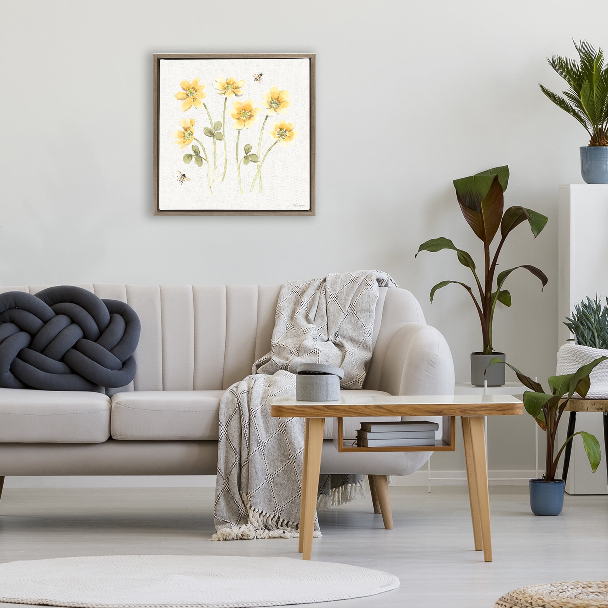 Stupell Industries Sweet Honey Wildflowers Brown Framed Floater Canvas Wall Art, design by Beth Grove