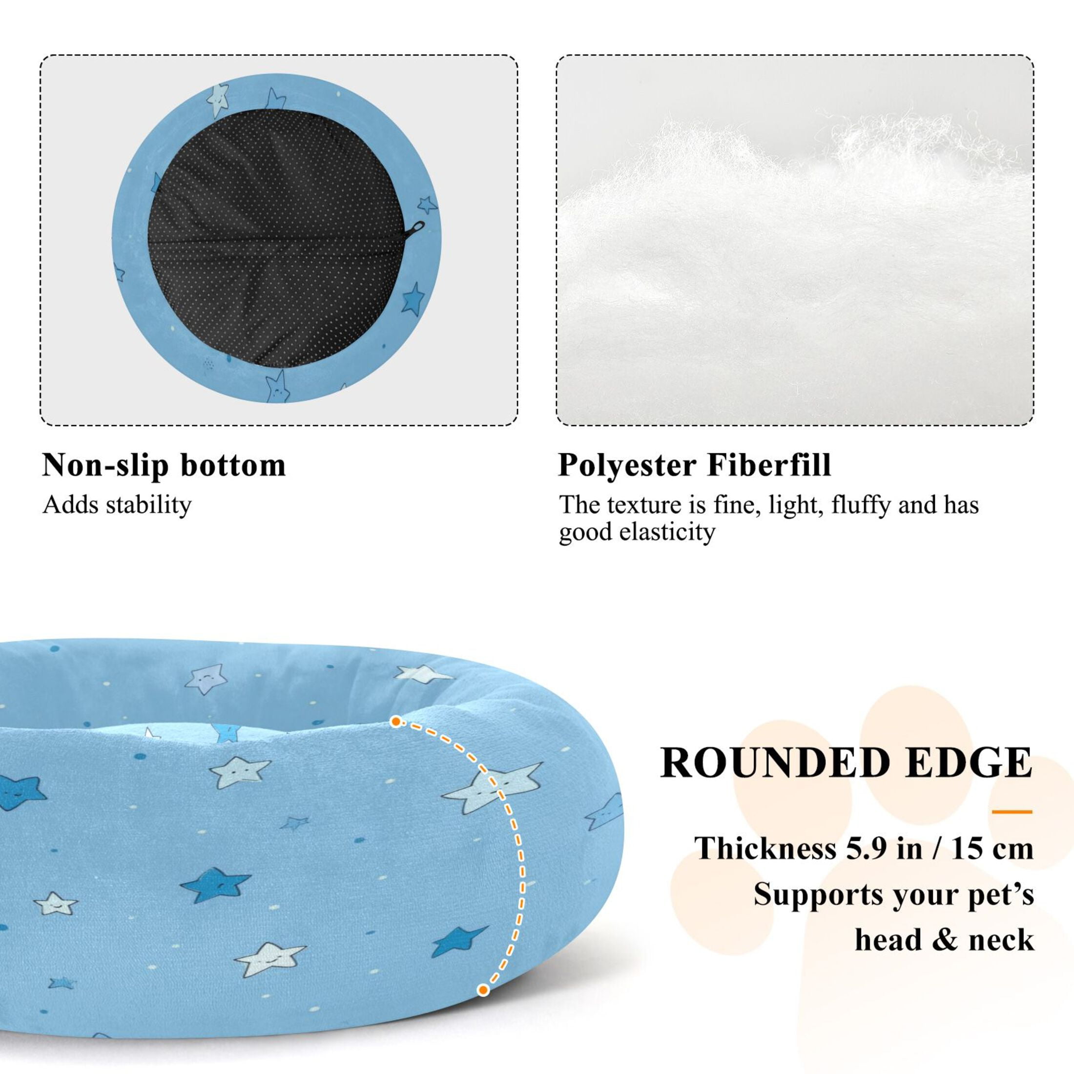 Iauyy Pet Couch Donut Cat Bed for Indoor Cats/Small Dogs Washable & Machine with Non-slip Bottom Calming Cat Furniture, Light Blue Background (M)